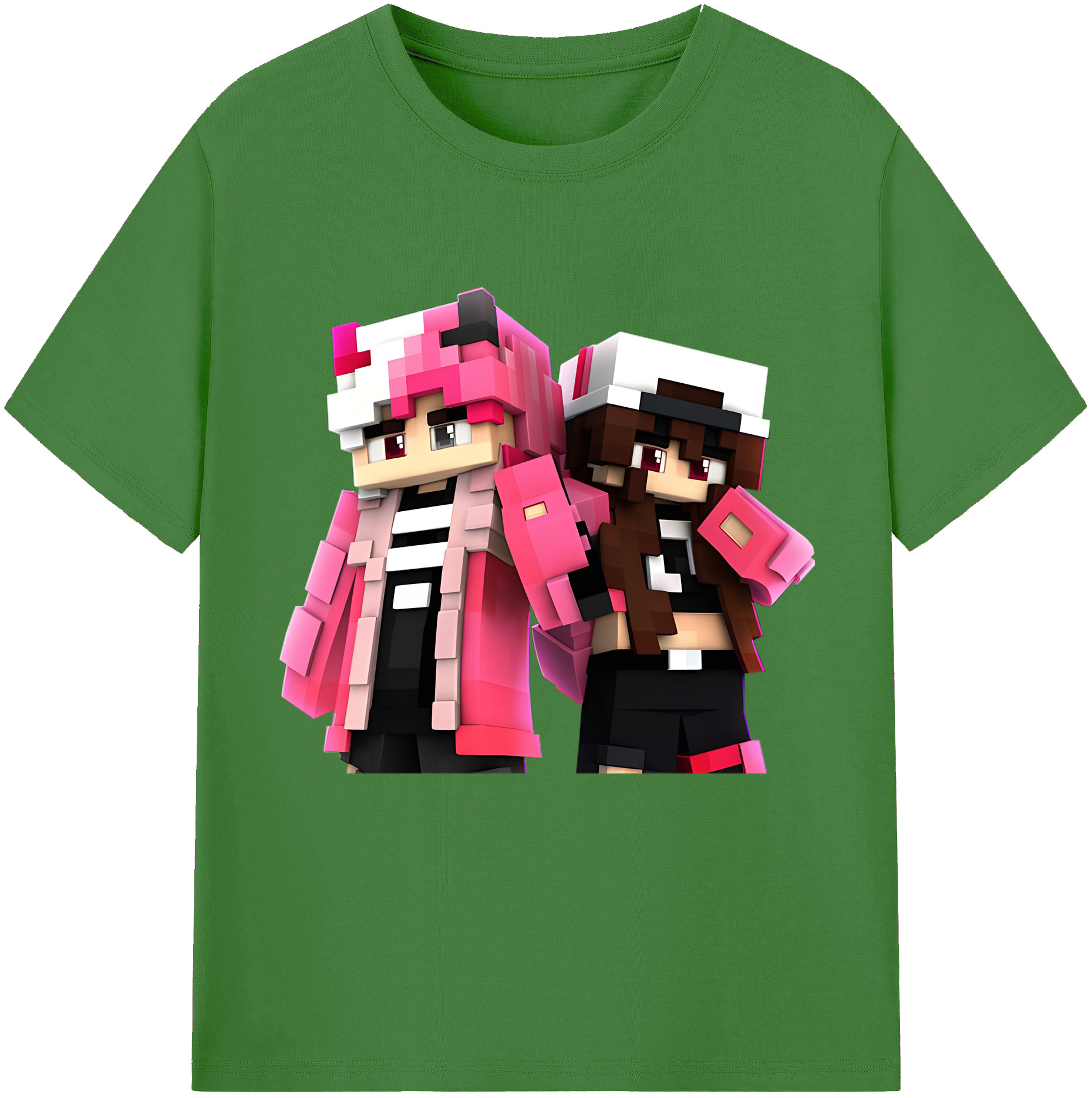 （画像用） マインクラフト ブロックの世界 Minecraft MC Block world レディースカジュアルプリントTシャツ（綿100％）
